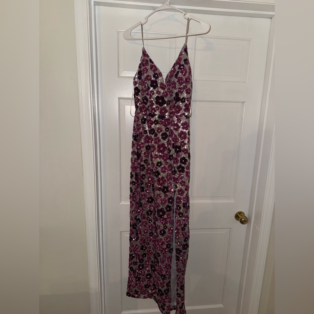 Long sparkly formal dress. Size 5/6. Worn once for valentines themed formal.